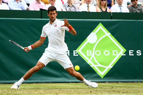  during Day 3 of The Boodles Tennis Event at Stoke Park on June 25, 2015 in Stoke Poges, England.
